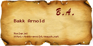 Bakk Arnold névjegykártya